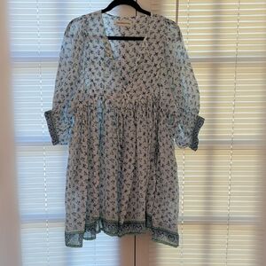 Daughters of India Blue and White Floral Tunic